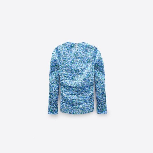 NWT Zara multicolour floral print gathered blouse, S - Picture 3 of 6